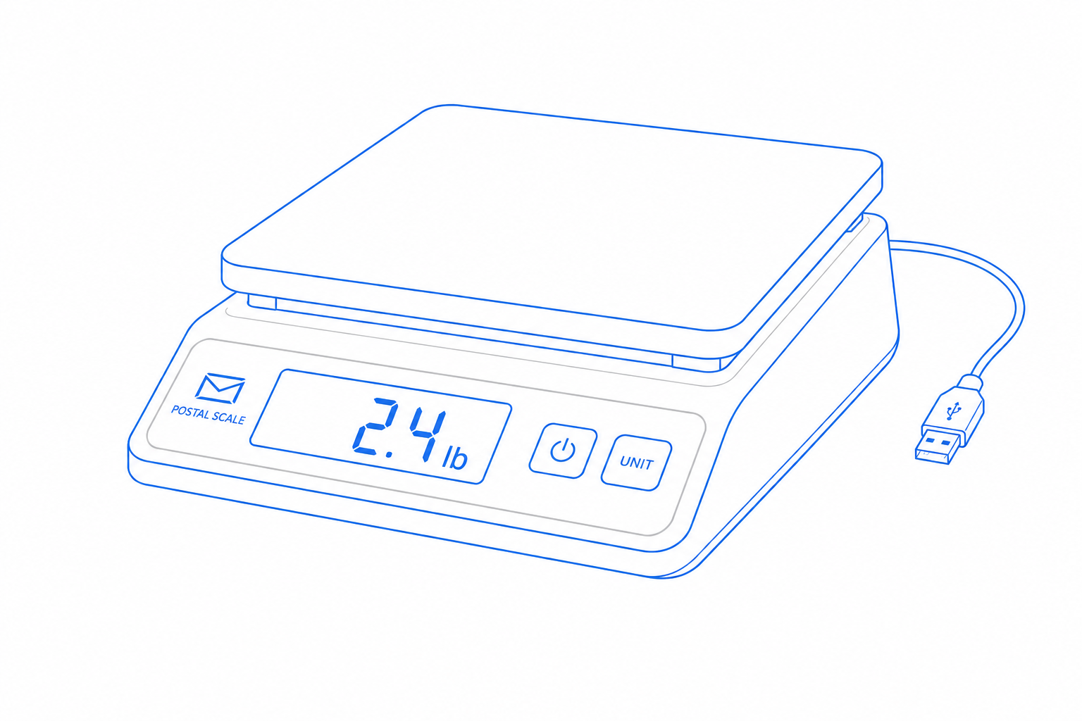 Postal Scale product illustration for the CloudIP warehouse hardware for smbs catalog.
